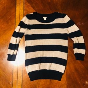 J. Crew Navy/Tan Striped Knit Sweater